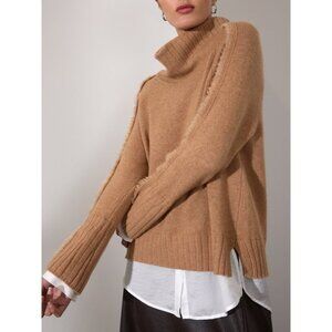 Brochu Walker The Jolie Fringe Layered Looker Sweater Size M Wool Cashmere
